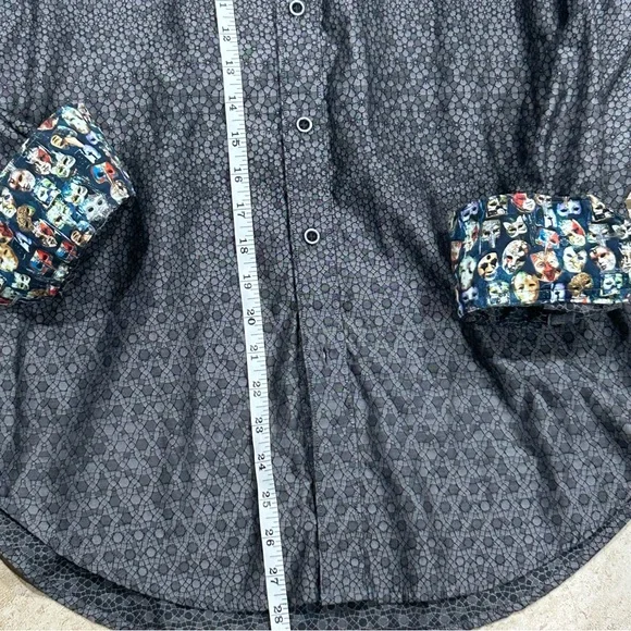 Robert Graham Gray Geometric Shirt with Colorful Collar Men’s S - Picture 7 of 8
